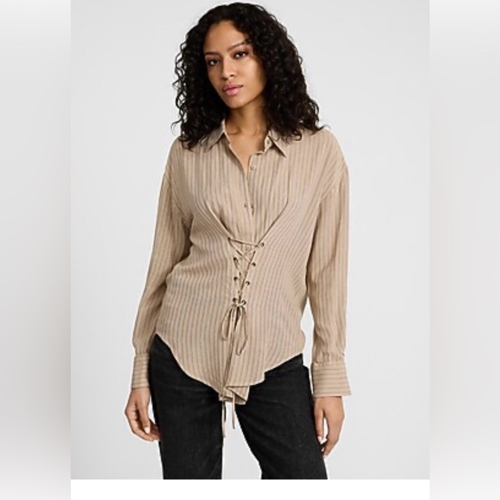 Express Beige Striped Blouse